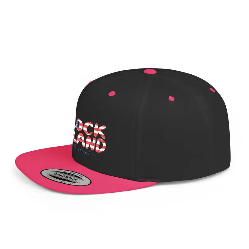 Black and pink flat-brimmed cap from the Block Island Snapback Cap Collection