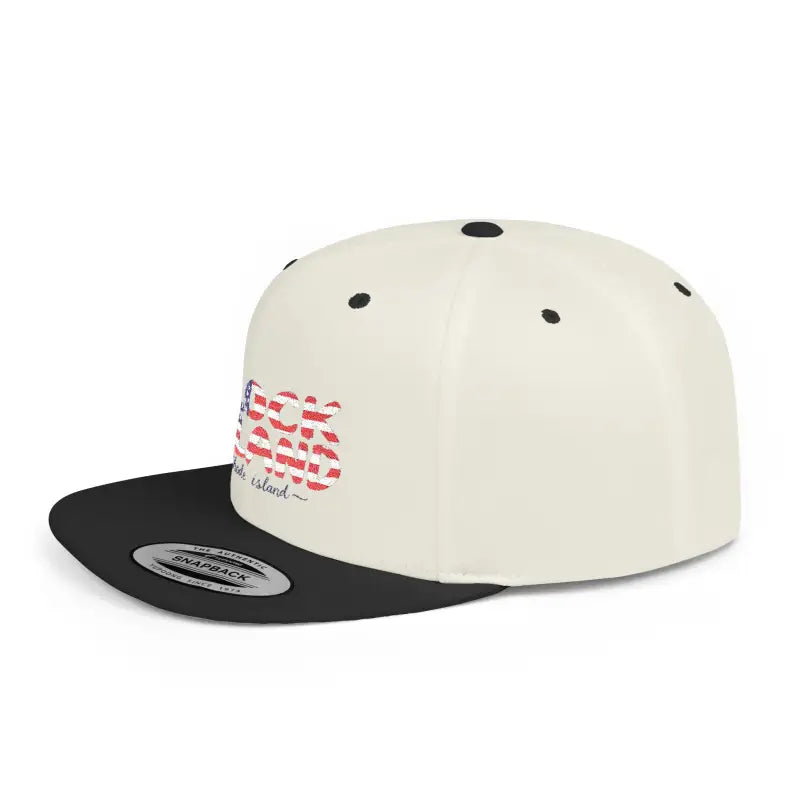 Snapback hat featuring American flag design from Block Island Snapback Cap Collection
