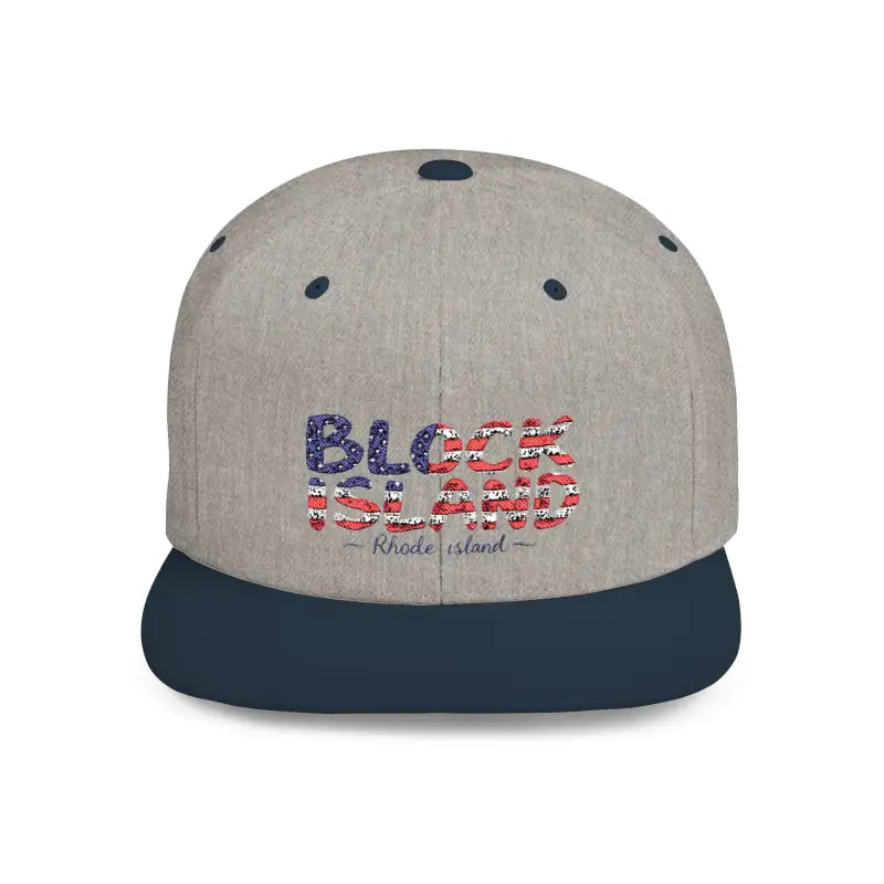 Gray and navy Block Island Snapback Cap from the Cap Collection, stylish and versatile