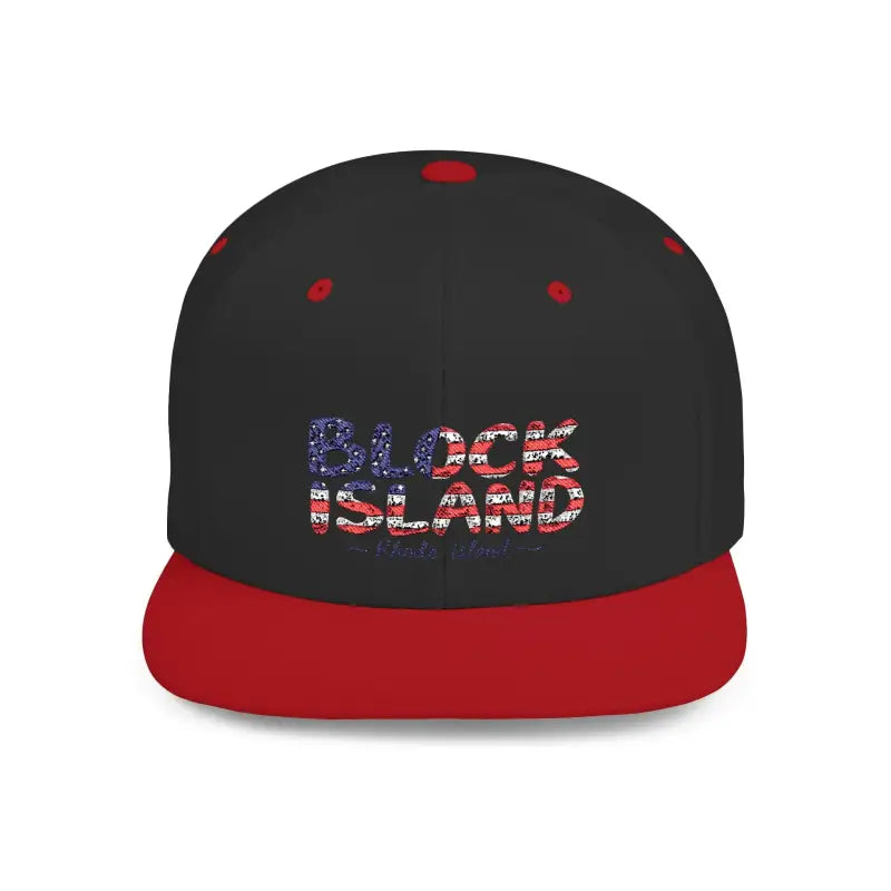 Black and red Block Island baseball cap from the Block Island Snapback Cap Collection