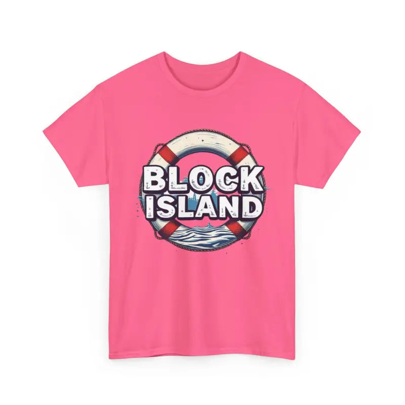 Pink Block Island graphic t-shirt from the Block Island Unisex Cotton Tee collection
