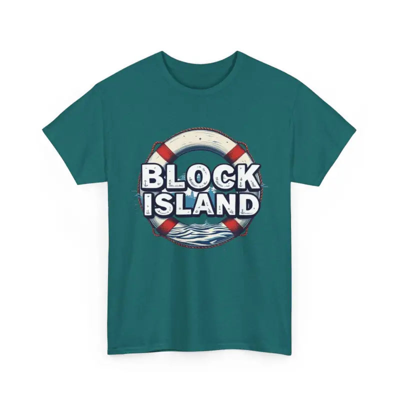 Teal Block Island Unisex Cotton Tee featuring a distinctive design