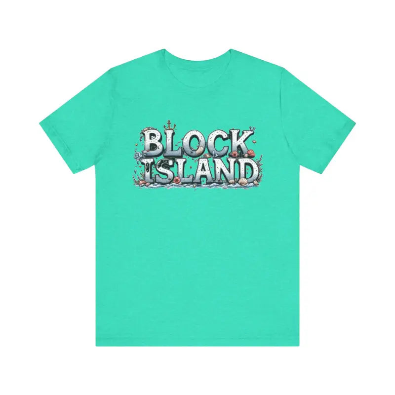 Aqua t-shirt from Block Island Unisex Jersey Tee collection displayed prominently