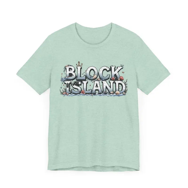 Light green Block Island Unisex Jersey Tee displayed for casual wear