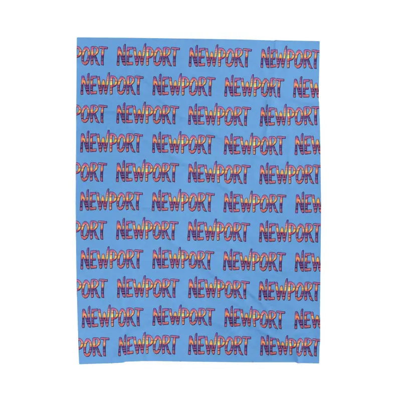 Blue blanket with Newport text pattern for stylish home decor and comfort