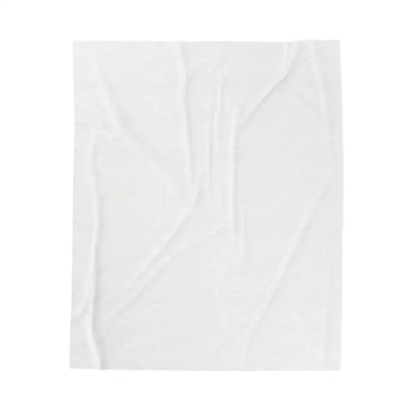 Wrinkled white paper sheet beside Blue Blanket with Newport Text Pattern design