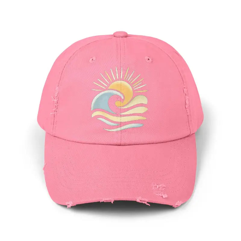 Pink distressed baseball cap from Cap Wave Sun Ocean Distressed Unisex collection
