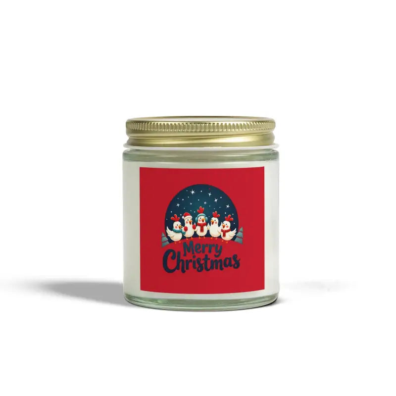 Christmas-themed Caroling Chicken Candle made of coconut apricot wax for home decor