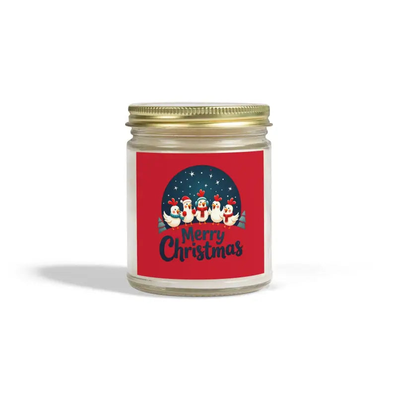 Christmas-themed Caroling Chicken Candle made from Coconut Apricot Wax for home decor