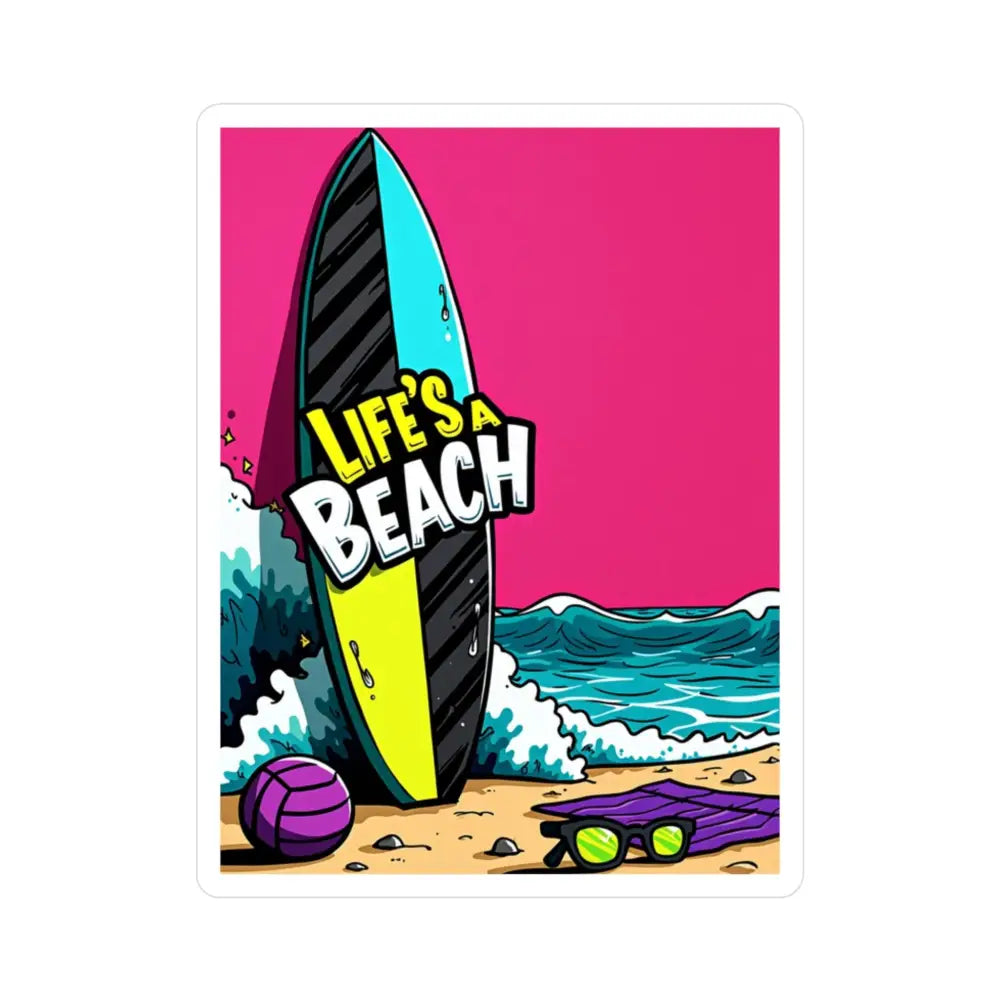 Colorful beach sticker from the Cartoon Beach Scene Sticker Decal for vibrant decor