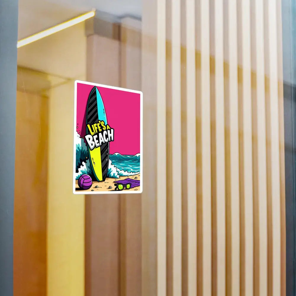 Colorful beach-themed sticker from Cartoon Beach Scene Sticker Decal collection