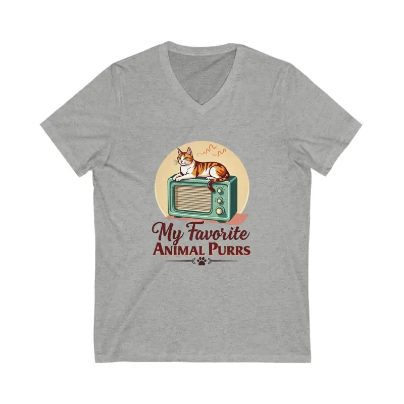 Gray v-neck t-shirt from the Cat Lover V Neck T Shirt Collection for feline enthusiasts