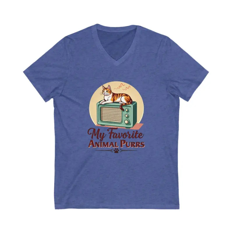 Blue V-neck T-shirt from the Cat Lover V Neck T Shirt Collection for stylish pet enthusiasts