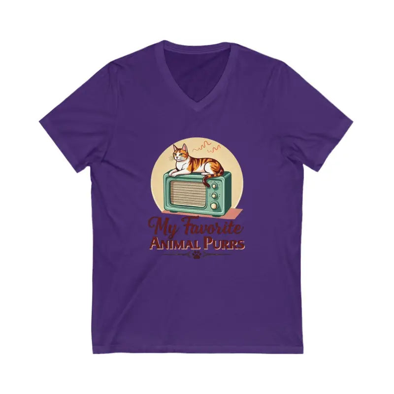 Purple v-neck t-shirt from the Cat Lover V Neck T Shirt Collection for enthusiasts