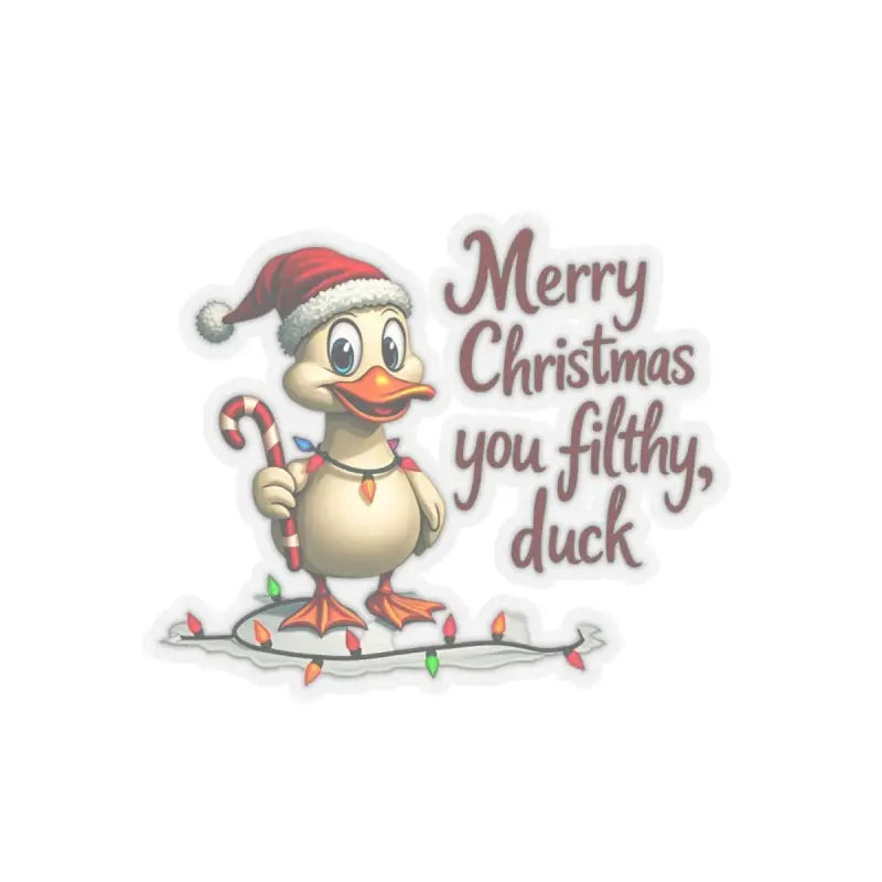 Christmas Duck Kiss Cut Sticker featuring a festive duck design for holiday decorations