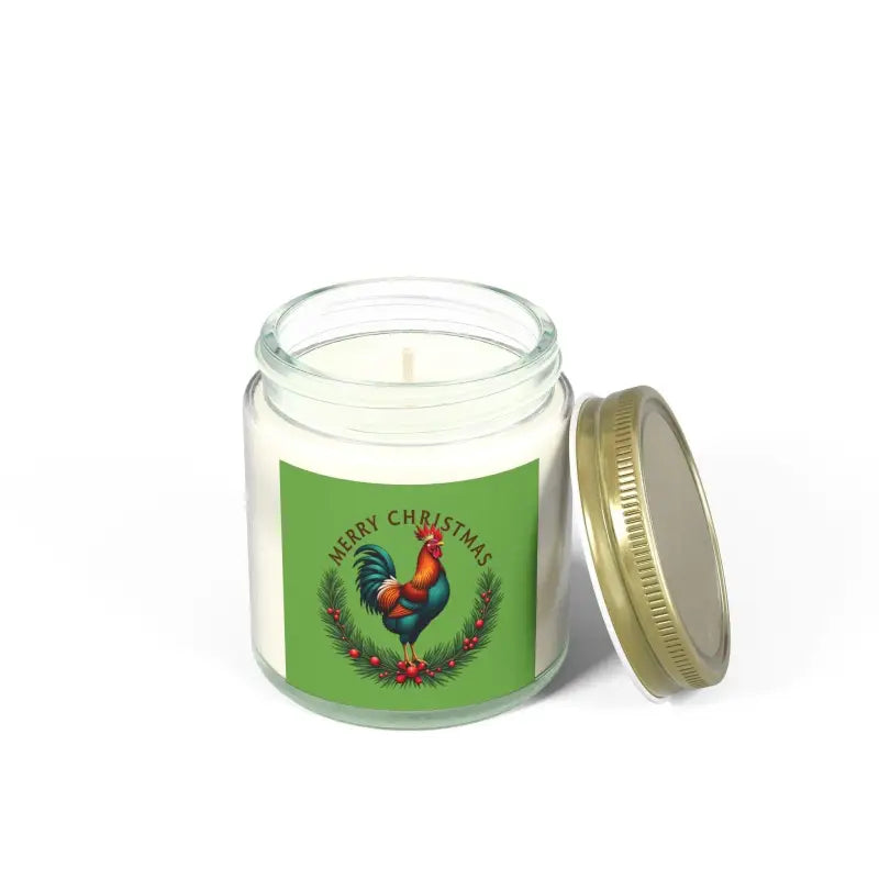 Christmas Rooster Candle in Coconut Apricot Wax, beautifully crafted festive decor