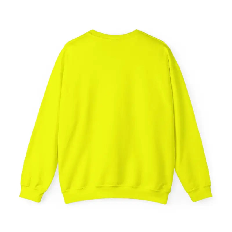 Bright yellow sweatshirt featuring a humorous backhoe joke for construction enthusiasts