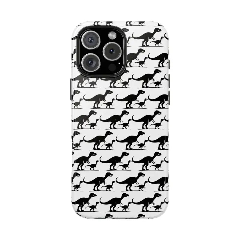 Dinosaur-patterned phone case for iPhone and Samsung showcased in an attractive setting