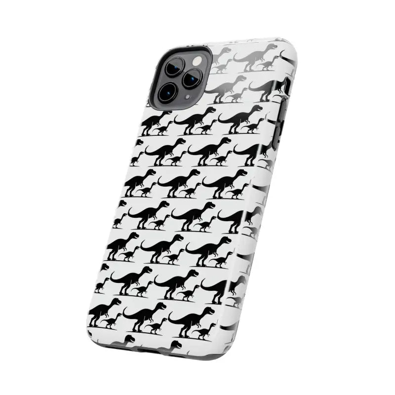 Dinosaur-patterned phone case for iPhone and Samsung showcasing vibrant colors and design