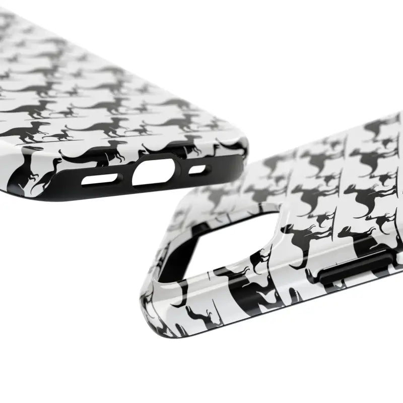 Dinosaur-patterned phone case for iPhone and Samsung, showcasing vibrant dinosaur designs