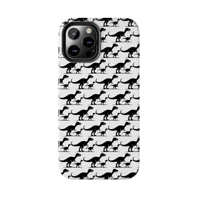 Dinosaur-patterned phone case for iPhone and Samsung showcasing vibrant prehistoric designs