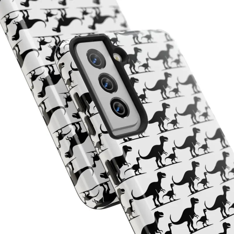 Dinosaur-patterned phone case designed for iPhone and Samsung devices