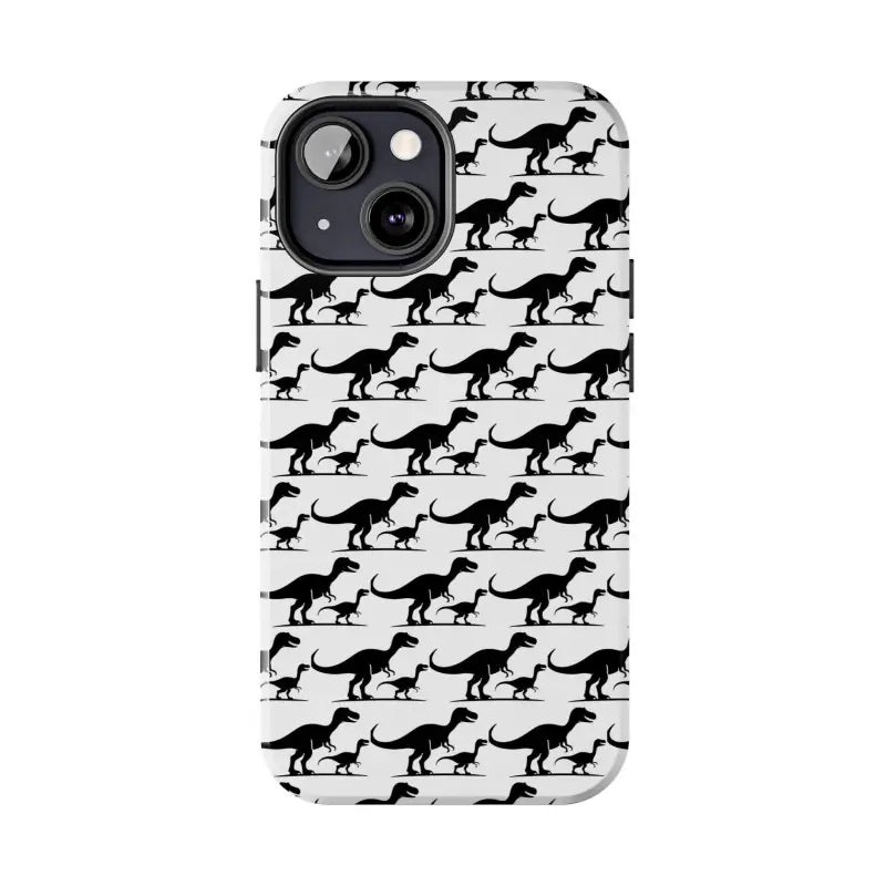 Dinosaur-patterned phone case for iPhone and Samsung showcasing vibrant prehistoric designs