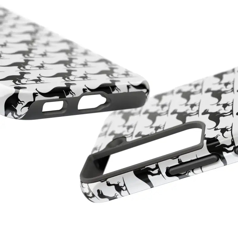 Dinosaur-patterned phone cases for iPhone and Samsung in vibrant designs