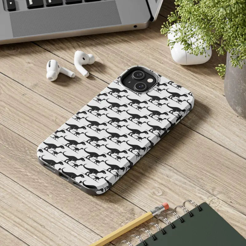 Dinosaur-patterned phone case for iPhone and Samsung, ideal for dinosaur enthusiasts