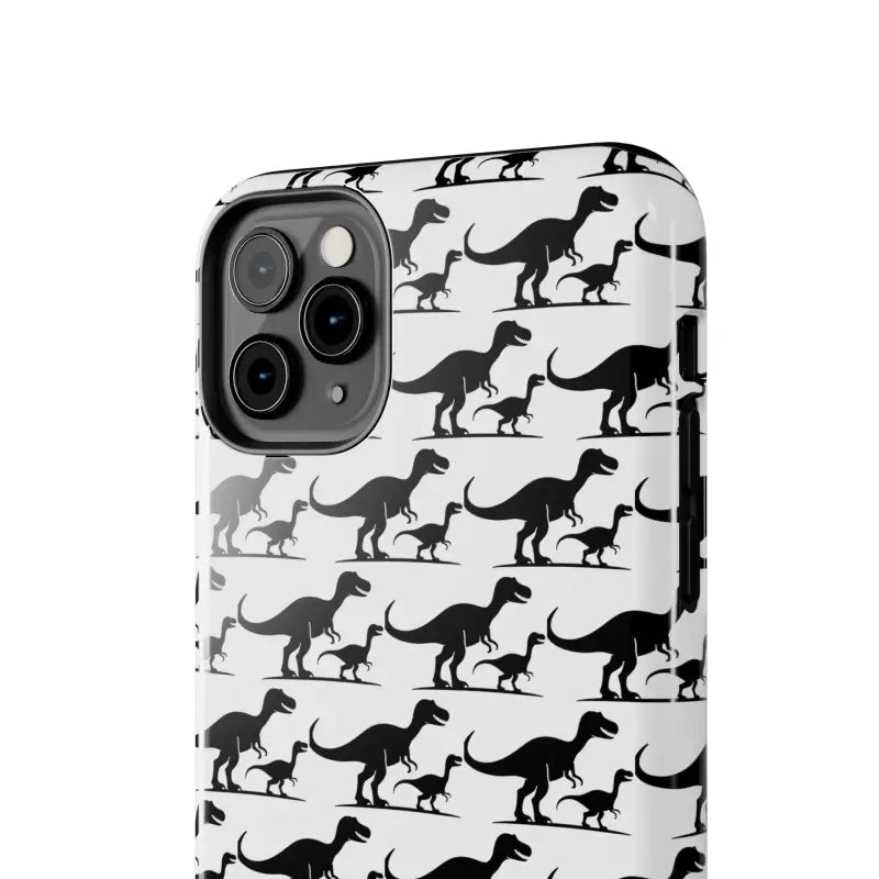 Dinosaur-patterned phone case for iPhone and Samsung, showcasing a playful design