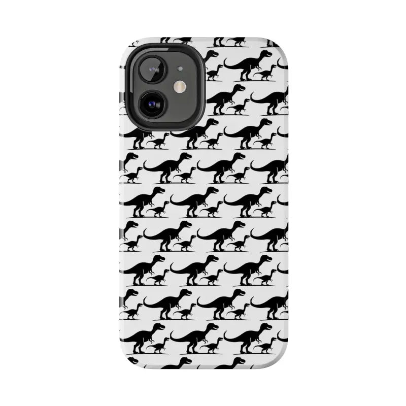 Dinosaur-patterned phone case for iPhone and Samsung, featuring vibrant dinosaur designs