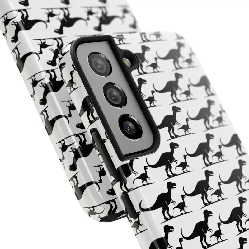 Dinosaur-patterned phone case for iPhone and Samsung showcased in an appealing design