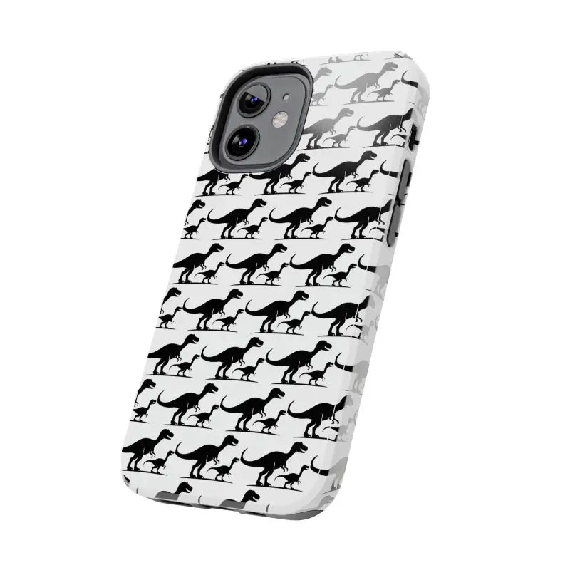 Dinosaur-patterned phone case for iPhone and Samsung devices showcasing vibrant designs