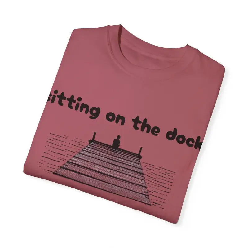 Folded Dock of the Bay T Shirt in Light Blue Aqua with dock graphic design