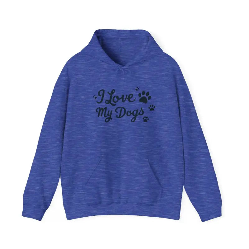 Blue hoodie featuring Dog Lover design with I Love My Dogs text