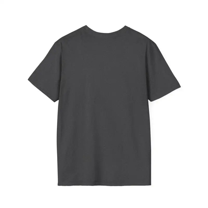 Gray short-sleeved t-shirt featuring Dont Be A Dumb Bass graphic design for unisex wear