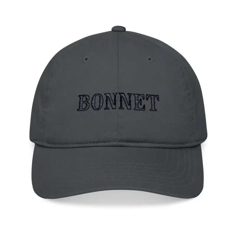 Gray embroidered organic baseball cap bonnet style perfect for casual wear