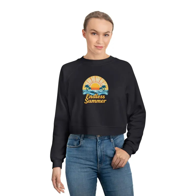 Black cropped sweatshirt from the Endless Summer Cropped Sweatshirt for Women collection