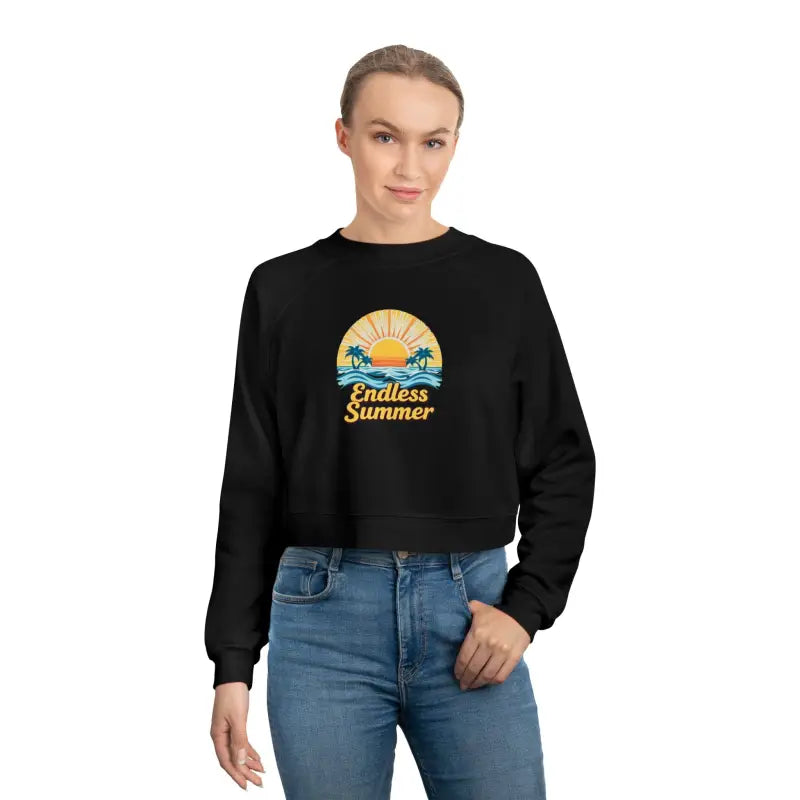 Black cropped sweatshirt from the Endless Summer Cropped Sweatshirt for Women collection