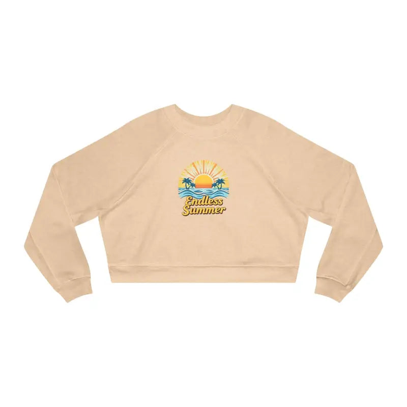 Beige cropped sweatshirt featuring Endless Summer design for women’s fashion