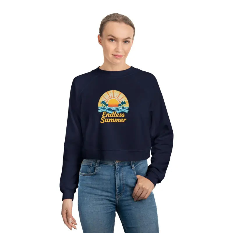 Navy blue cropped sweatshirt from Endless Summer collection for women