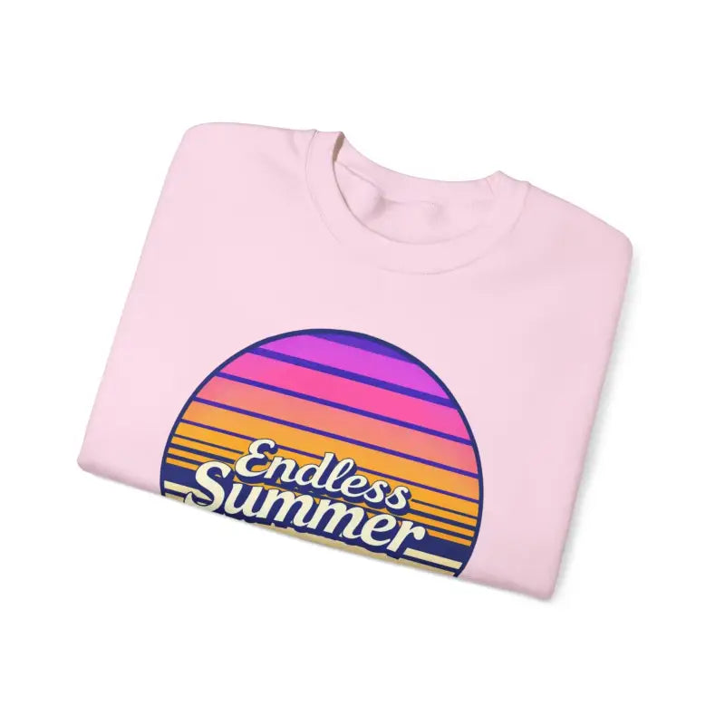 Folded pink t-shirt featuring Endless Summer graphic for relaxed retro style
