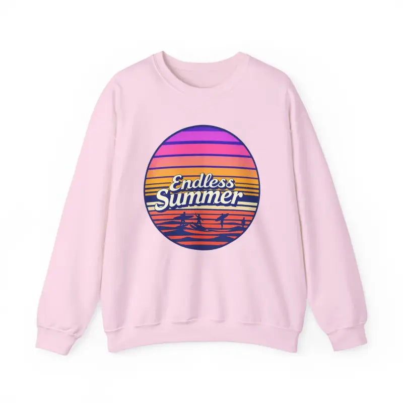 Pink sweatshirt featuring Endless Summer graphic, part of the Endless Summer collection