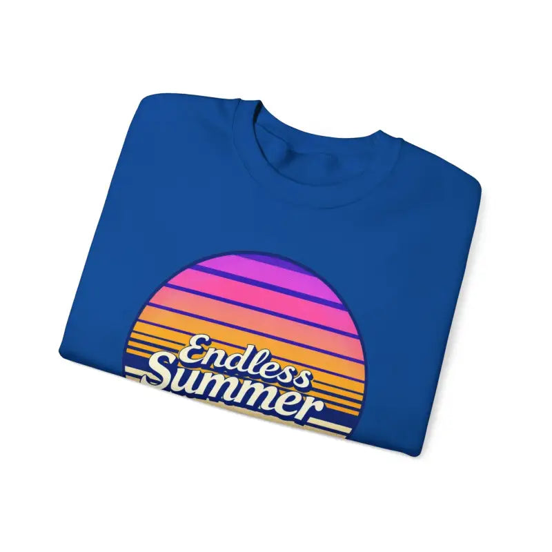Folded blue t-shirt featuring Endless Summer graphic for relaxed vibe apparel