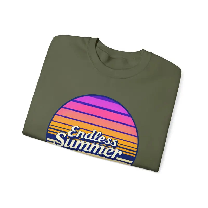 Folded olive green t-shirt from Endless Summer Unisex Crewneck Sweatshirt collection