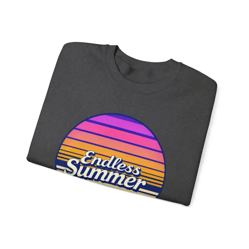 Folded gray t-shirt featuring Endless Summer graphic in relaxed retro design