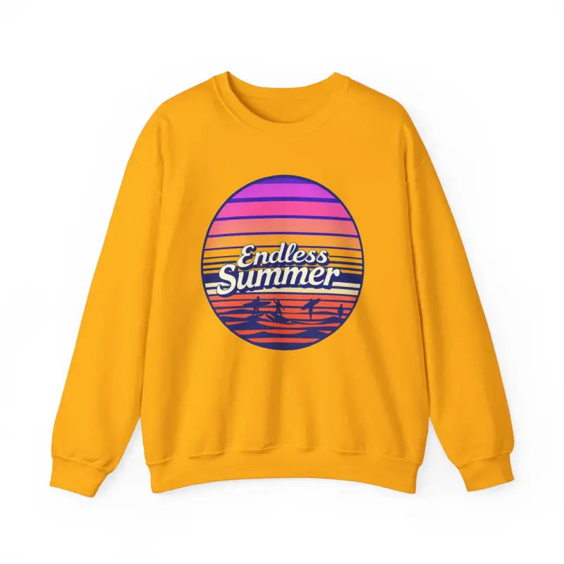 Yellow Endless Summer Unisex Crewneck Sweatshirt with Relaxed Vibe Retro Design