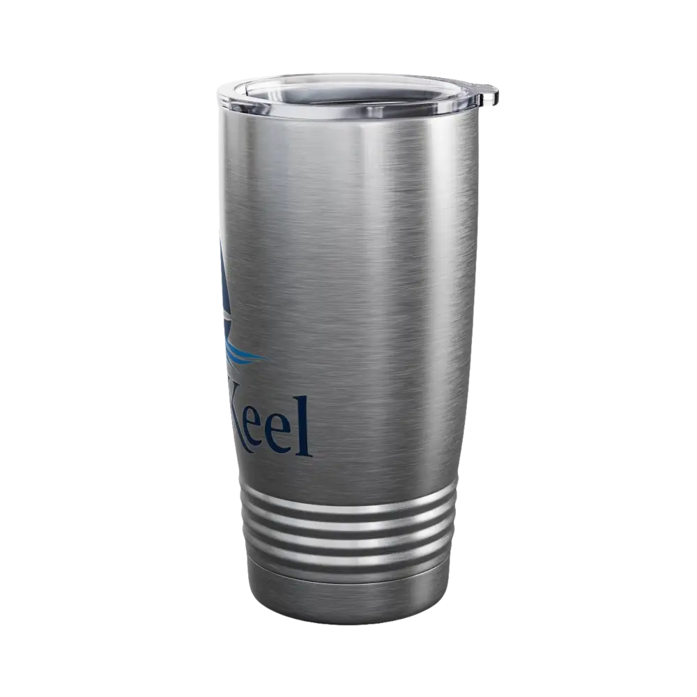 Silver tumbler with lid from Even Keel Signature Ringneck 20oz Stainless Steel Tumbler