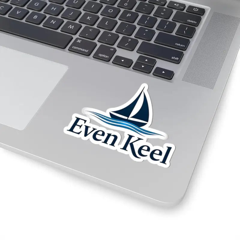Laptop sticker featuring Even Keel Signature Sailboat Logo design