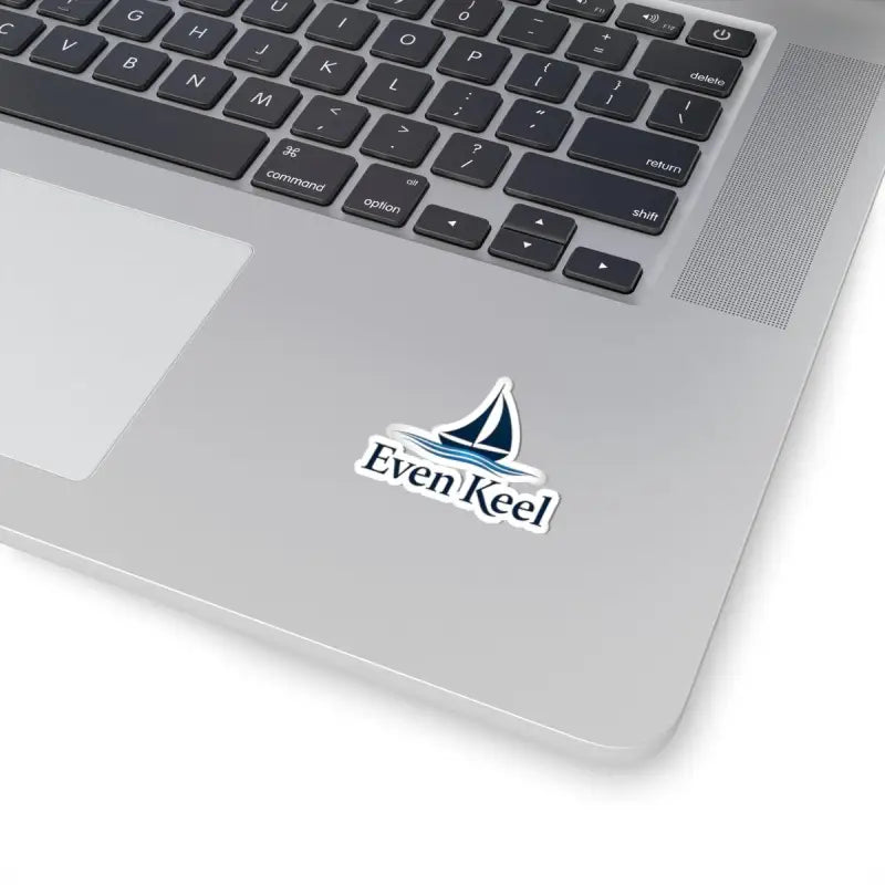 Laptop sticker featuring the Even Keel Signature Sailboat Logo design